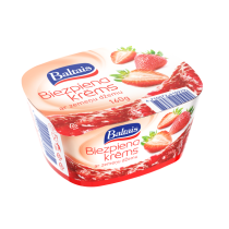 Baltais biezpiena krēms ar zemeņu džemu